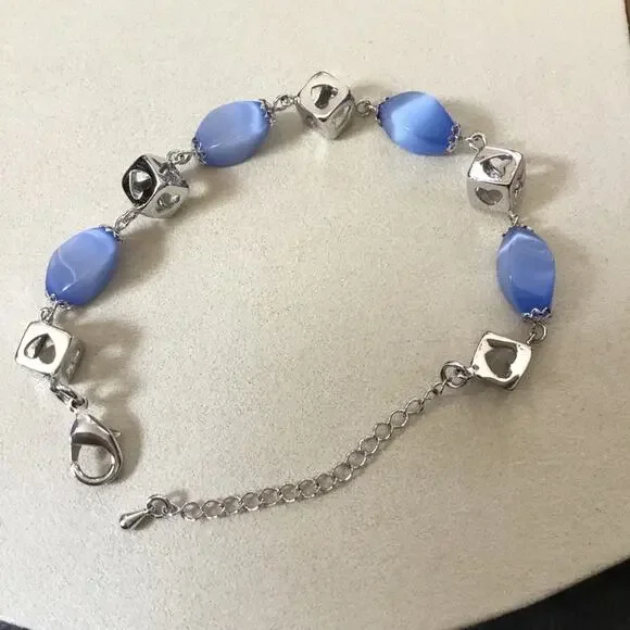 Silver Blue with Cubes Bracelet - Picture 6 of 6